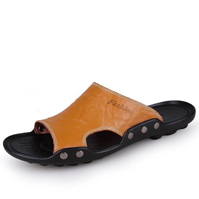  Bărbați Papuci & Flip-flops Pantofi de confort Casual Piele Alb Negru Galben