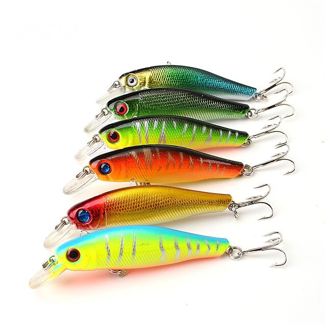  6 pcs Hard Bait Minnow Fishing Lures Hard Bait Minnow Lure Packs Sinking Bass Trout Pike Bait Casting Lure Fishing Hard Plastic Plastic