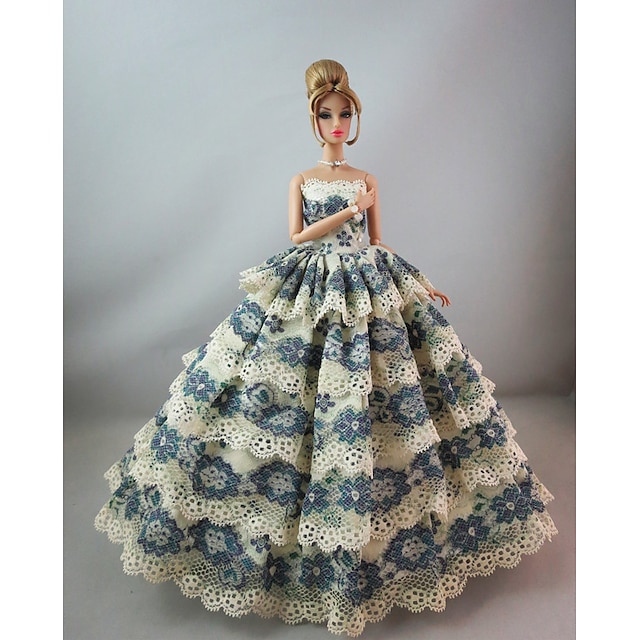  Party / Evening Dresses For Barbiedoll Lace / Satin Dress For Girl's Doll Toy