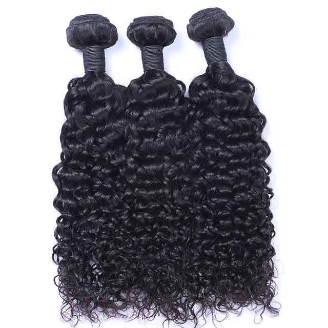  3 Bundles Brazilian Hair Curly Curly Weave Human Hair Natural Color Hair Weaves / Hair Bulk Human Hair Weaves Human Hair Extensions / 8A