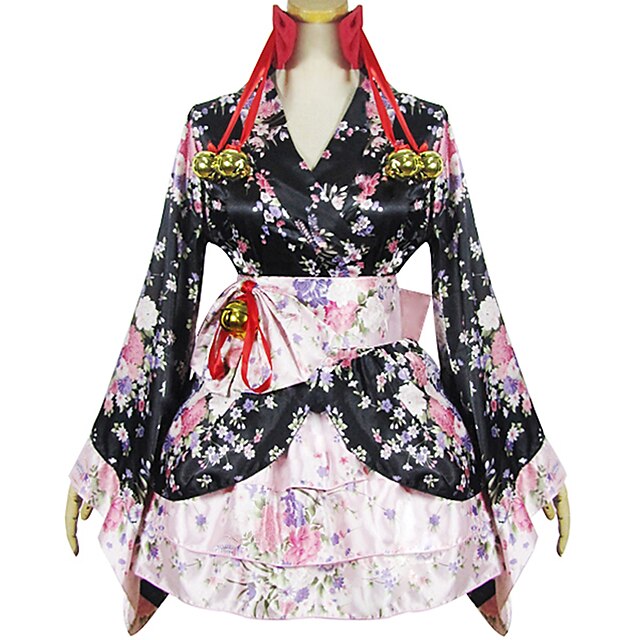  Wa Lolita Dress Traditional Princess Satin Women's Girls' Kimono Cosplay Long Sleeves Short / Mini