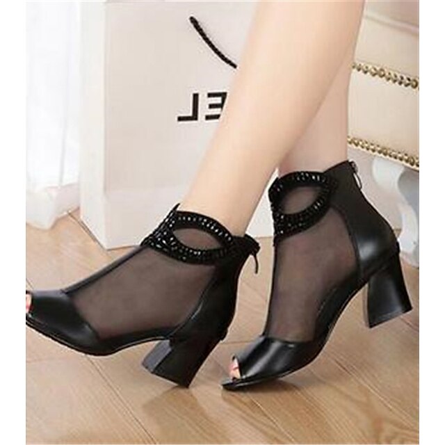  Women's Shoes PU Summer Slingback Sandals Chunky Heel for Casual Black