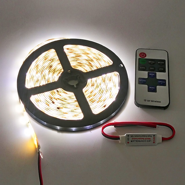  ZDM® LED-es szalagfények LED Meleg fehér Fehér Zöld Sárga Kék Piros Távirányító Cuttable Tompítható Vízálló 100-240V