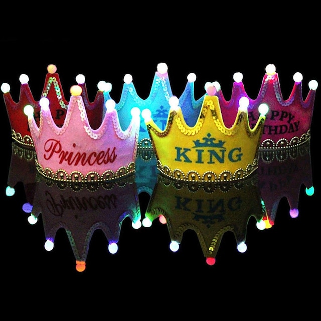  1ks party klobouk dospělí děti narozeniny korunka čepice šťastný narozeniny vedl ozdobné klobouky princezna vlasy kapely náhodné