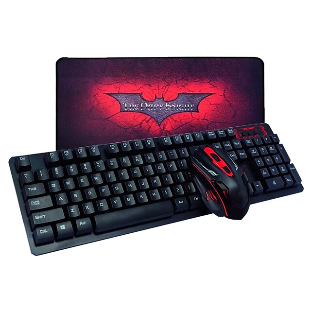 SADES W01 Trådlös 2,4 GHz Mus Keyboard Combo Med musen vadderar gaming tangentbord Spel Spelmus