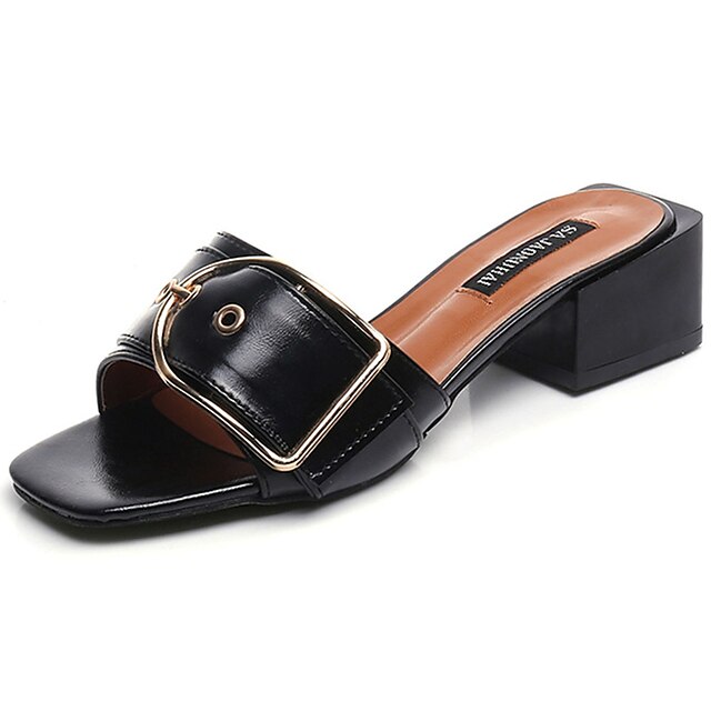  Women's Sandals Comfort Summer PU Outdoor Low Heel Black Beige Dark Brown 3in-3 3/4in