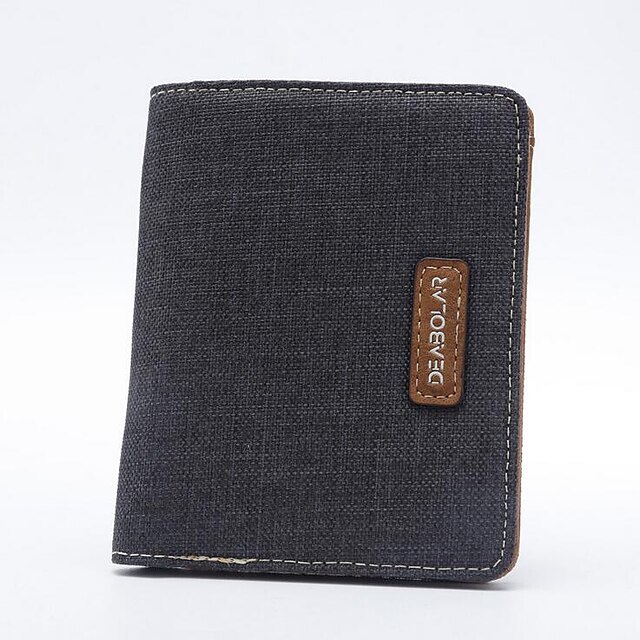  Men's Bags Canvas / PU(Polyurethane) Wallet / Bi-fold Solid Colored Black / Dark Blue / Gray