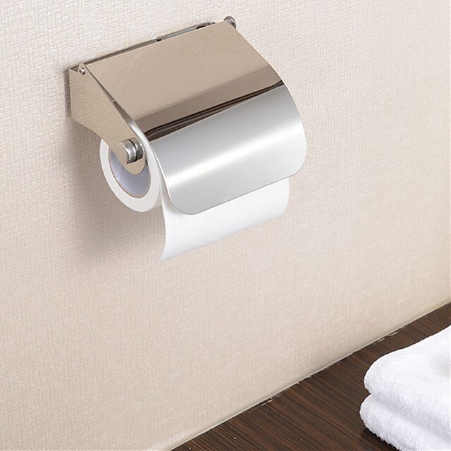  Toilet Stainless Steel Roll Paper Holder Ring Bracket Tissue Rack Chrome Finish