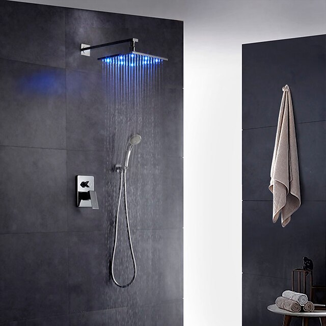 robinet de douche - art déco contemporain / retro moderne chromé valve en laiton à led