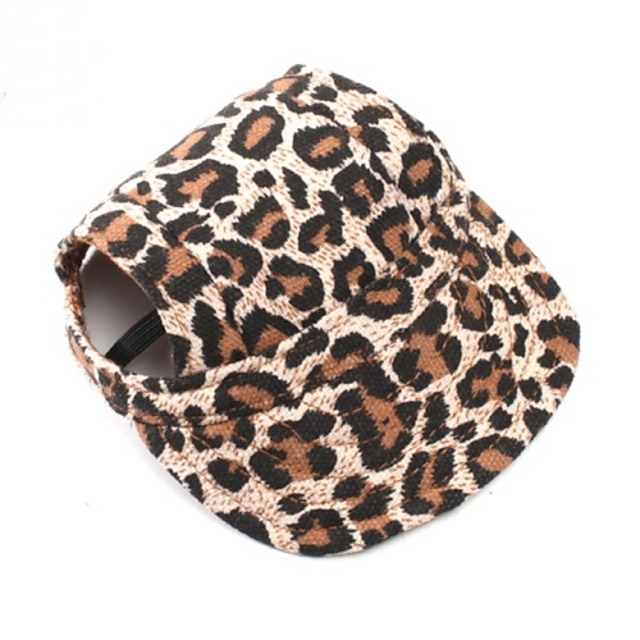  Cat Dog Hoodie Bandanas & Hats Sport Hat Leopard Holiday Dog Clothes Puppy Clothes Dog Outfits Brown Costume for Girl and Boy Dog Nylon S M