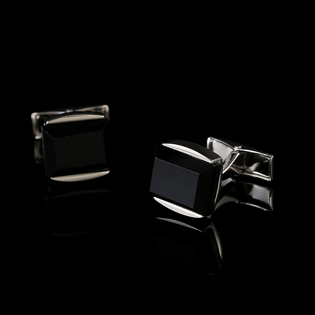  幾何学形 ブラック カフスボタン 銅 ギフトボックス＆バッグ / ファッション 男性用 コスチュームジュエリー 用途