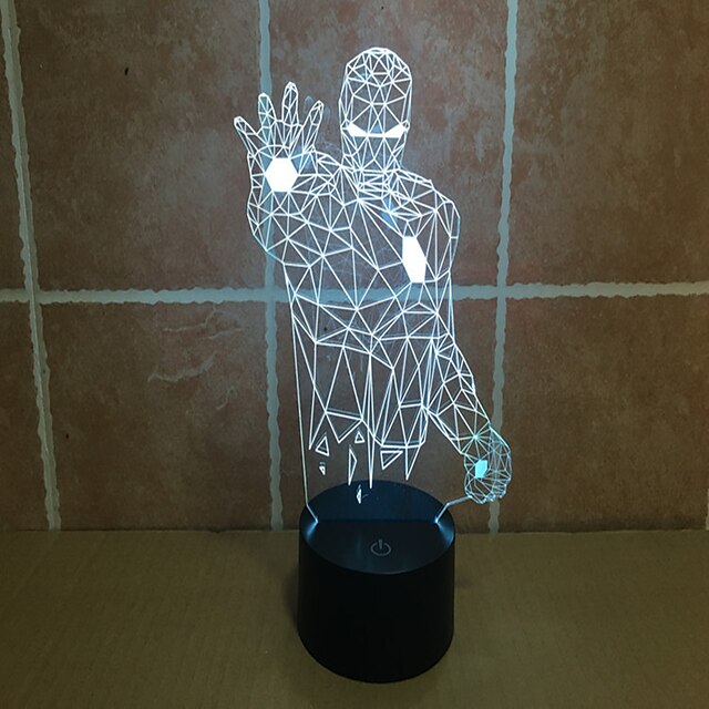  homem de Ferro 3 d projecção lâmpada toque lâmpada de luz conduzida visuais acrílico