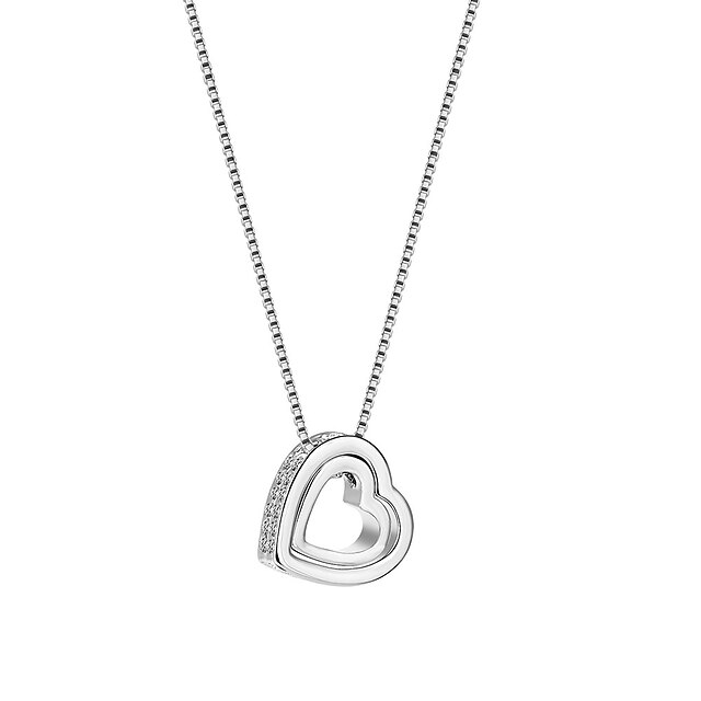  Women's Synthetic Diamond Crossover Pendant Necklace - Rhinestone Heart Unique Design, Dangling Style, Hip-Hop White Necklace For Wedding, Party, Special Occasion