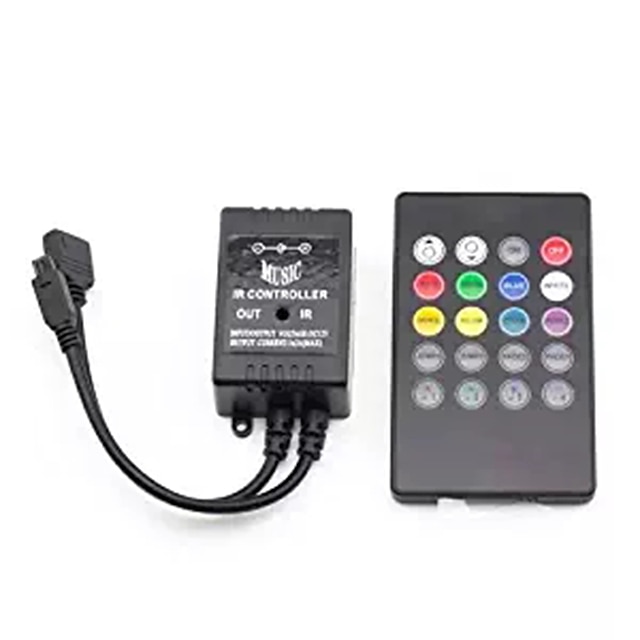 controlador de música preta para led rgb luz de sincronização de música controlador de mudança de cor controlador de som com controlador de teclas ir 20 dc12v