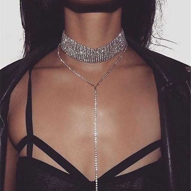  Choker Necklace Y Necklace For Women's Synthetic Diamond Party Wedding Casual Crystal Leather / Long Necklace