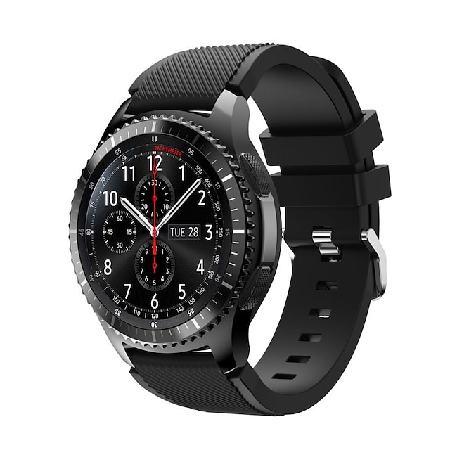  Horlogeband voor Samsung Watch 3 45mm, Galaxy Wacth 46mm, Gear S3 Classic / Frontier, Gear 2 Neo Live Siliconen Vervanging Band 22mm Elastisch Roestvrij stalen gesp Sportband Polsbandje