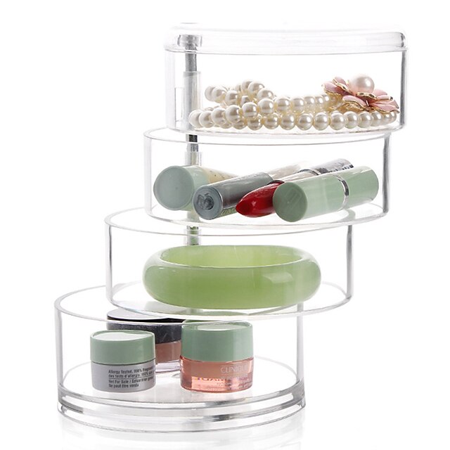  Plastic Drawers Round Transparent / Transparent Body / Multifunction Home Organization Storage 1pc