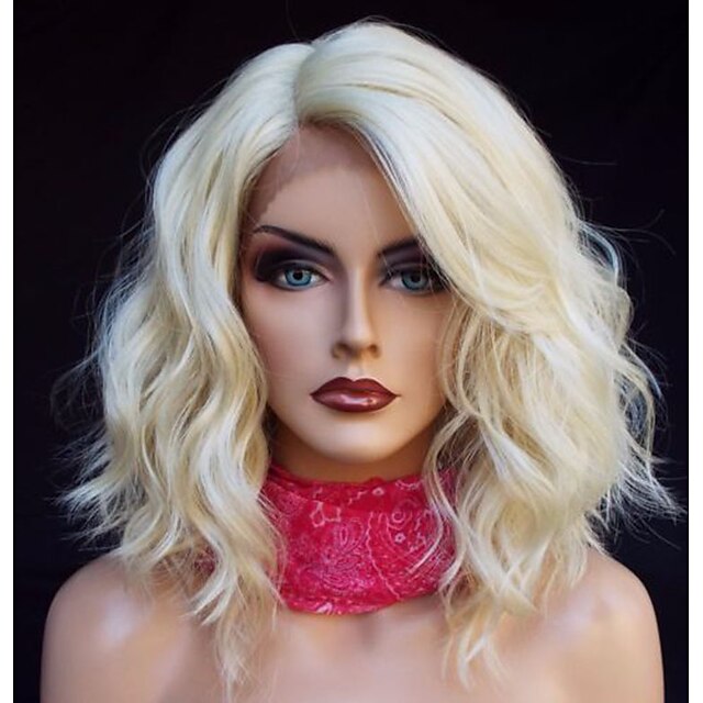 Synthetic Lace Front Wig Loose Wave Loose Wave Bob Side Part Lace Front Wig Blonde Short Medium Length Blonde Synthetic Hair Women's Heat Resistant Fashion Natural Hairline Blonde