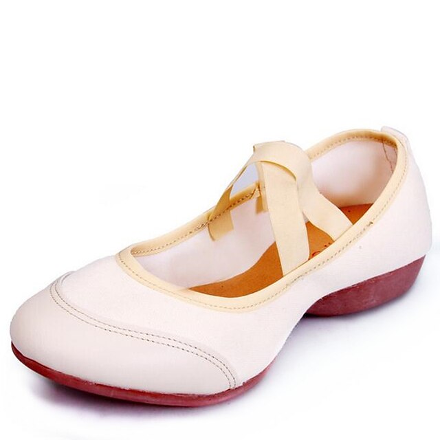  Mulheres Sapatos de Dança Moderna Têni Salto Baixo Lona Branco / Preto / Vermelho