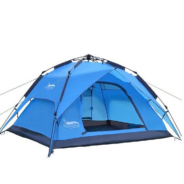  DesertFox® 4人 自動テント アウトドア 防水 防雨 二重構造 キャンプテント 2000-3000 mm のために キャンピング オックスフォード 200*180*130 cm
