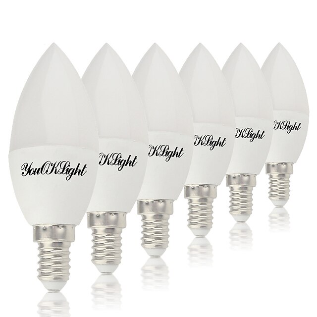  4 W LED-lysestakepærer 320 lm E14 E12 10 LED perler SMD 5730 Varm hvit Kjølig hvit 85-265 V / 6 stk.