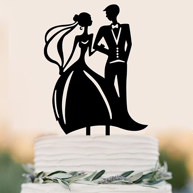  Cake Topper Beach Theme / Garden Theme / Butterfly Theme Classic Couple Plastic Wedding / Party / Special Occasion with 1 pcs PVC Bag