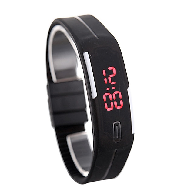 Led montre date rouge numérique rectangle cadran en caoutchouc mâle famale montre-bracelet silicone led enfants montres sport