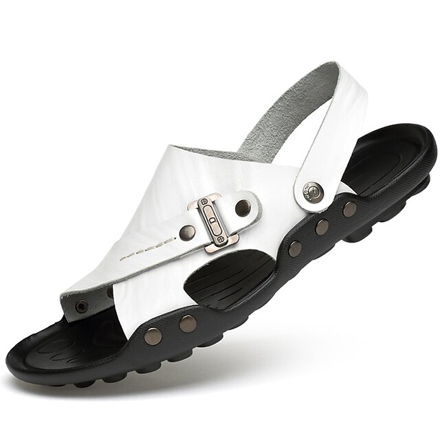  Unisex Sandals Cowhide Comfort Water Shoes Spring / Summer Black / Light Brown / White