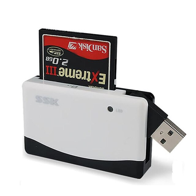  SSK CompactFlash SD/SDHC/SDXC MikroSD/MikroSDHC/MikroSDXC/TF Memory Stick PRO Duo USB 2.0 Kortleser