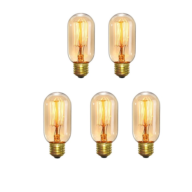  5pcs t45 z vintage edison lâmpadas 40w e27 quente estilo antigo esquilo gaiola filamento retro ac220-240v