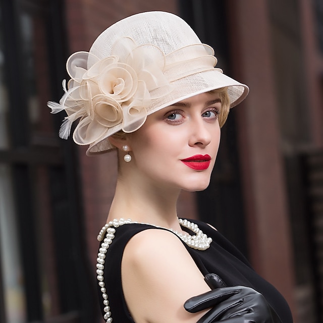  Γοητευτικά Καπέλα Λινάρι Φτερό Κλος καπέλο Καπέλο ηλίου Ημίψηλο Γάμου Causal Κεντάκι Ντέρμπι Ιπποδρομία Ημέρα της Γυναίκας Ρομαντικό Γάμος Πριγκίπισσα Με Ακουστικό Καπέλα