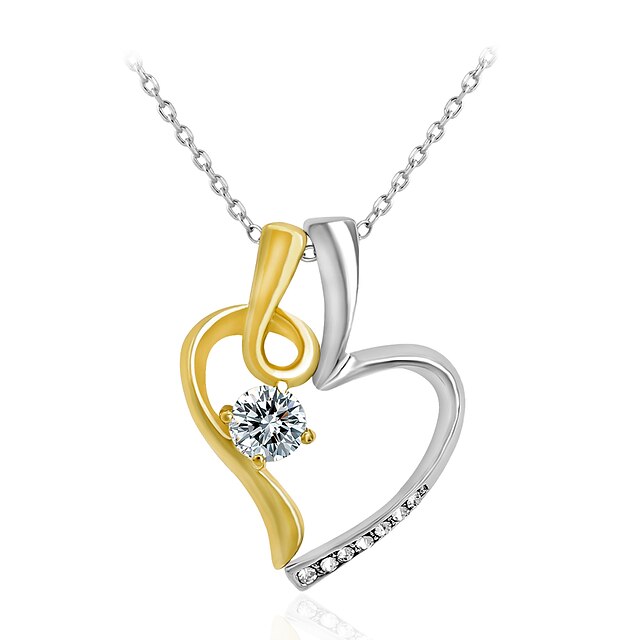  Women's Pendant Necklace Heart Fashion Euramerican Rhinestone Alloy Gold Necklace Jewelry For Wedding Special Occasion Anniversary Birthday Gift Daily / Engagement