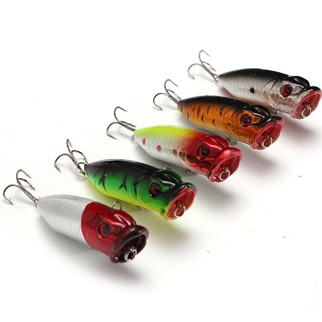  5 pcs Fiskbete Popper Flytande Sjunker Bass Forell Gädda Sjöfiske Kastfiske Drag-fiske