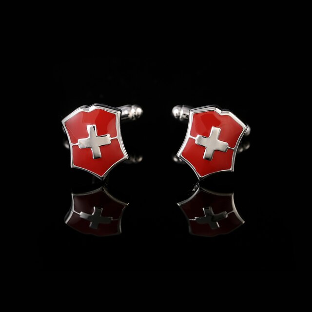  Cufflinks Cross Gift Boxes & Bags Fashion Brooch Jewelry Red For