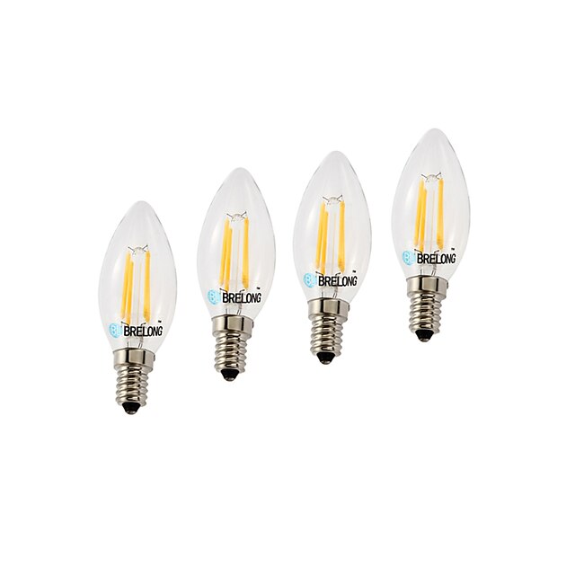  BRELONG 4 pcs E14 4W Dimmable LED Filament Light Bulb AC 220V White/Warm White