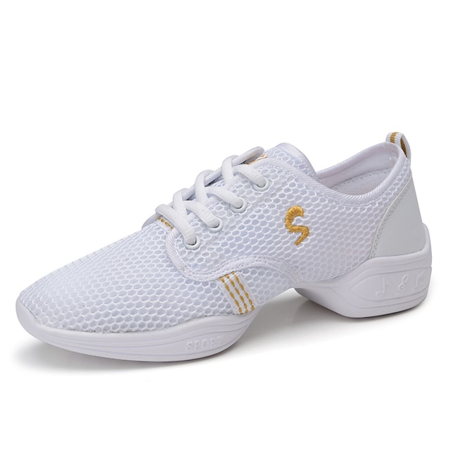  kvinders lette mesh-sneakers med snøre – åndbare sorte sportssko til jazz-, zumba- og fitnesstræning