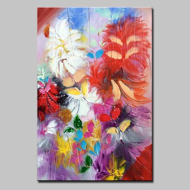  Oil Painting Hand Painted - Floral / Botanical Modern European Style Stretched Canvas