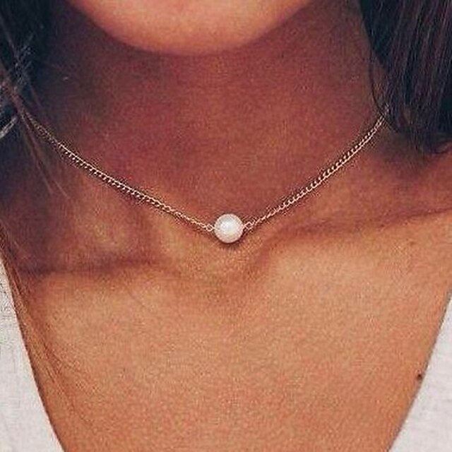 Women's Pendant Necklace Single Strand Floating Dainty Ladies Simple Basic Imitation Pearl Alloy Gold Silver Necklace Jewelry For Wedding Party Special Occasion Birthday Congratulations Gift