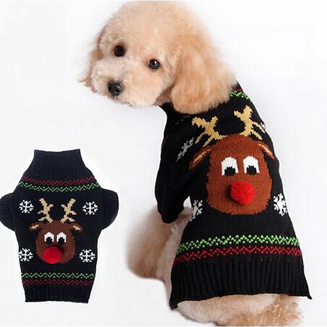  Hund Kappor Tröjor Tecknat Ledigt / vardag Mode Jul Vinter Hundkläder Svart Röd Kostym Cotton XXS XS S M L XL