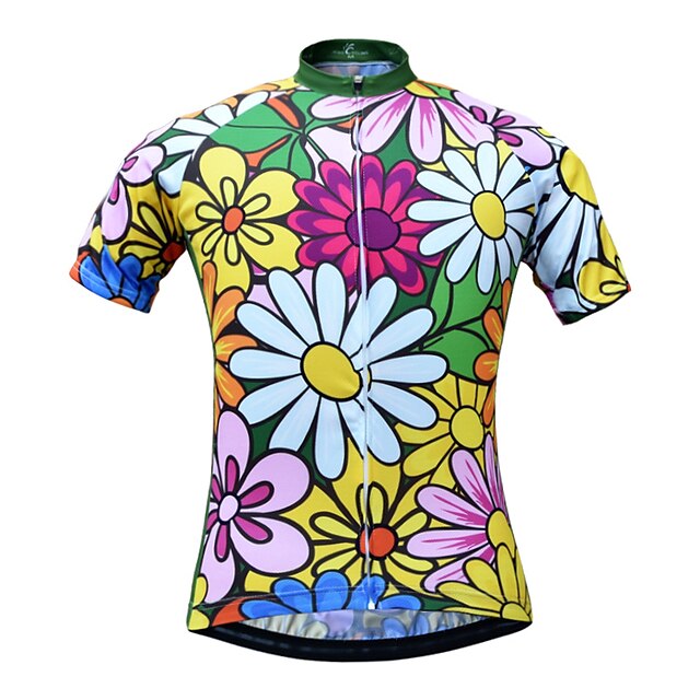  JESOCYCLING 女性用 半袖 サイクリングジャージー 花 植物 バイク ジャージー マウンテンサイクリング ロードバイク 高通気性 速乾性 後ポケット スポーツ 衣類 / 伸縮性あり / モイスチャーコントロール