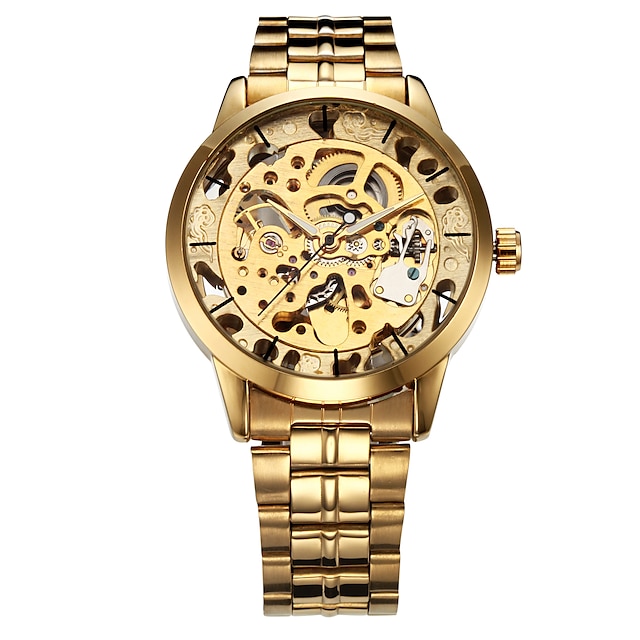  WINNER Voor heren Heren mechanische horloges Hol Gegraveerd Roestvrij staal Basismetaal Horloge
