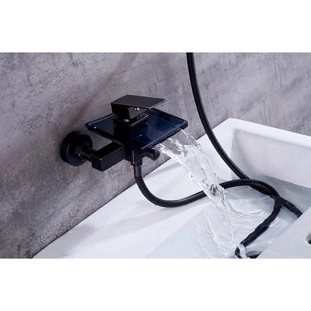  ברז לאמבטיה - עכשווי ברונזה ששופשפה בשמן מותקן על הקיר שסתום קרמי Bath Shower Mixer Taps / Brass / שני חורי ידית אחת