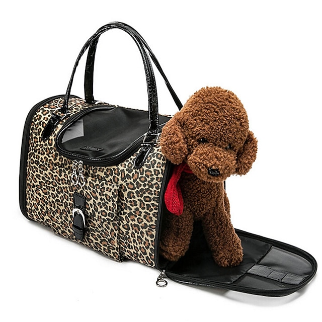  Kat Hond Dragers & Reistassen voorzijde Backpack Hoes Voor Autostoel Dog Pack draagbaar Ademend Dubbelzijdig Luipaard Nylon Zwart / Vouwbaar