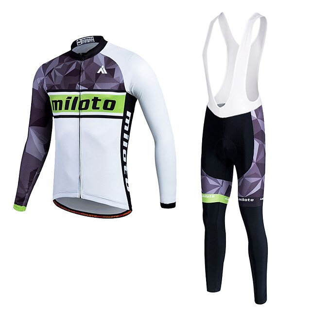 Miloto Men's Women's Long Sleeves Cycling Jersey Bike Clothing Suits, 3D Pad, Thermal / Warm, Quick Dry, Fleece Lining, Breathable,