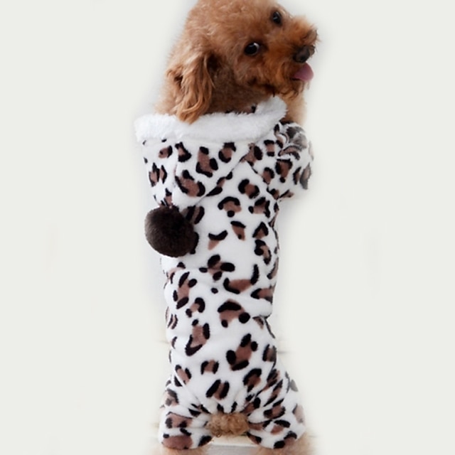  Katze Hund Overall Pyjamas Welpenkleidung Leopard Lässig / Alltäglich Winter Hundekleidung Welpenkleidung Hunde-Outfits Braun Kostüm für Mädchen und Jungen Hund Polar-Fleece S M L XL XXL