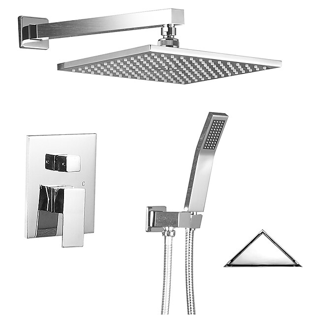  Shower Set Set - Rainfall Contemporary / Art Deco / Retro / Modern Chrome Wall Mounted Ceramic Valve Bath Shower Mixer Taps / Brass / Two Handles Two Holes