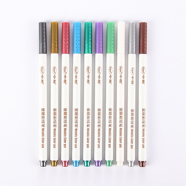  Pastels Pen Permanente markører Pen Rød / Sort / Blå Blæk Farver Til Skoleartikler Kontorartikler Pakke med 10 pcs