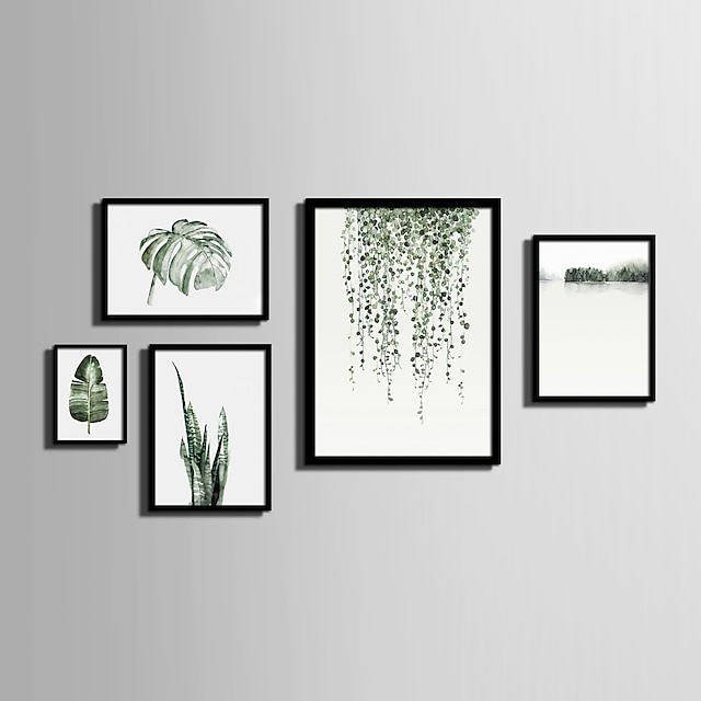  Quadros Emoldurados Conjunto Emoldurado Paisagem Floral/Botânico Arte de Parede, PVC Material com frame Decoração para casa Arte