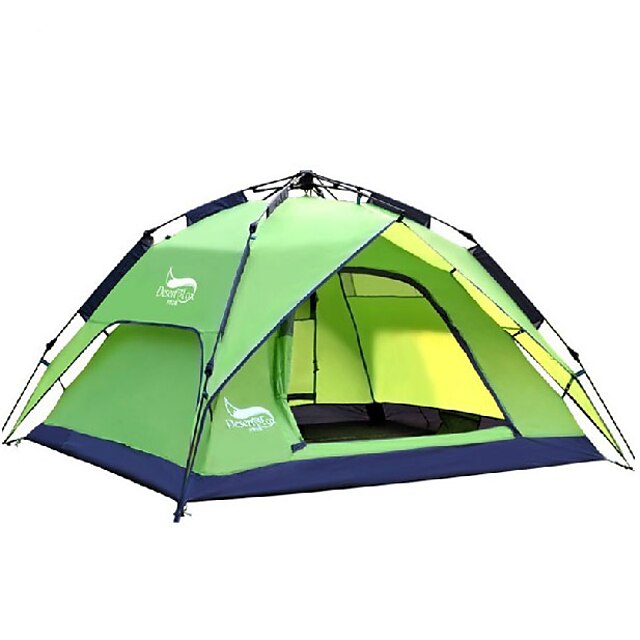  DesertFox® 4 person Automatic Tent Outdoor Waterproof Rain Waterproof Double Layered Automatic Dome Camping Tent 2000-3000 mm for Camping Oxford 180*210*118 cm