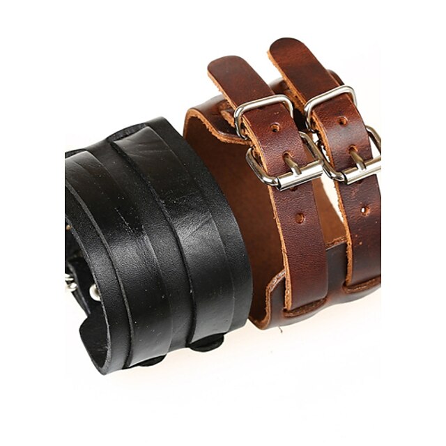  Men's Leather Bracelet Unique Design Fashion Vintage Punk European Leather Bracelet Jewelry Black / Brown For Christmas Gifts Party Casual Daily Sports